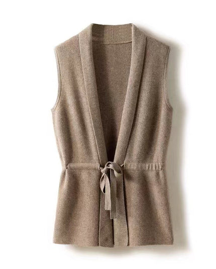 Autumn And Winter New Sweater Vest Strip Waist Trimming Knitted