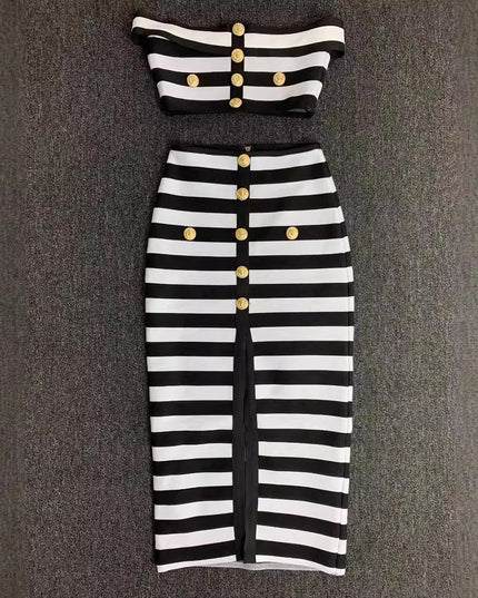 Women's Fashion Shoulder-baring Two-piece Set