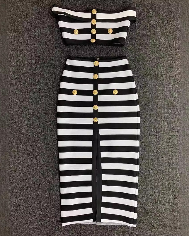 Women's Fashion Shoulder-baring Two-piece Set