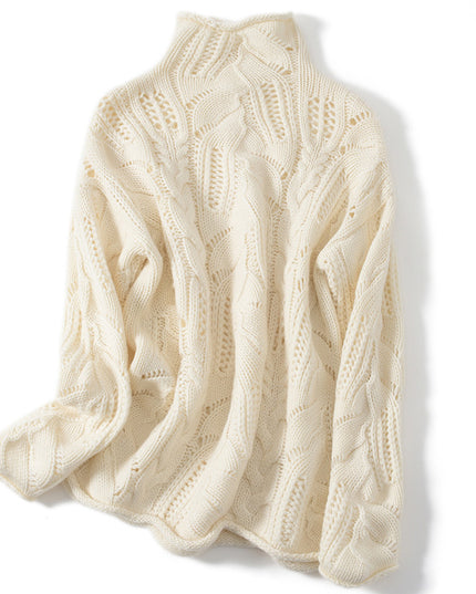 Artistic Mesh Sweater Pure Cashmere Shirt Women's High Neck Thickened Fashionable