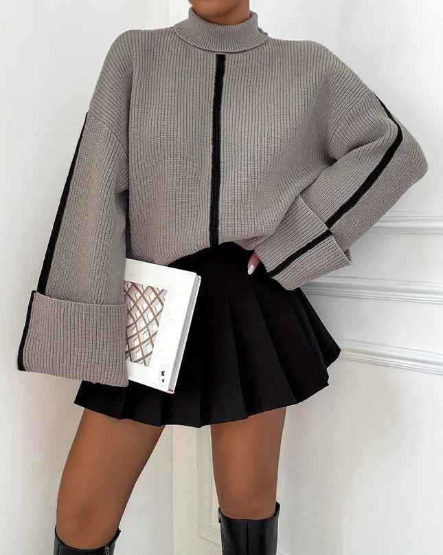 Women's Fashion High Collar Knitted Sweater