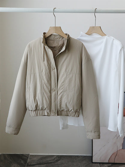 Button Round Neck Women's Down Jacket