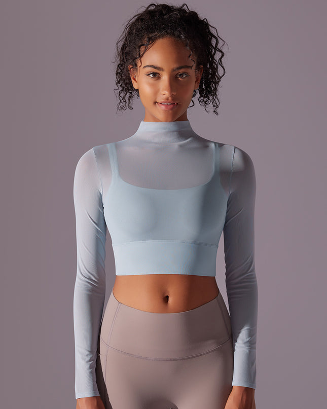 Mesh Yoga Clothes Long Sleeve Quick-drying Workout Clothes Top For Women