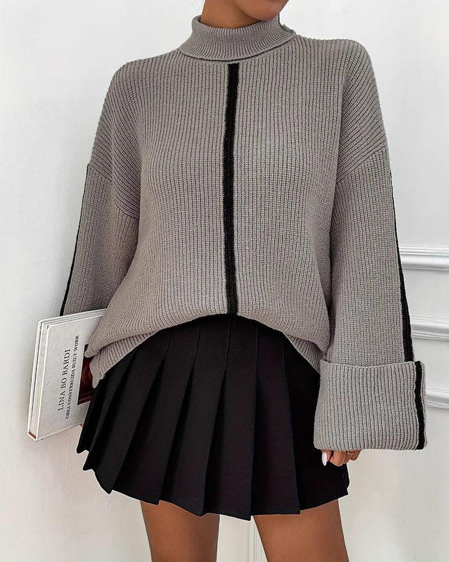 Women's Fashion High Collar Knitted Sweater