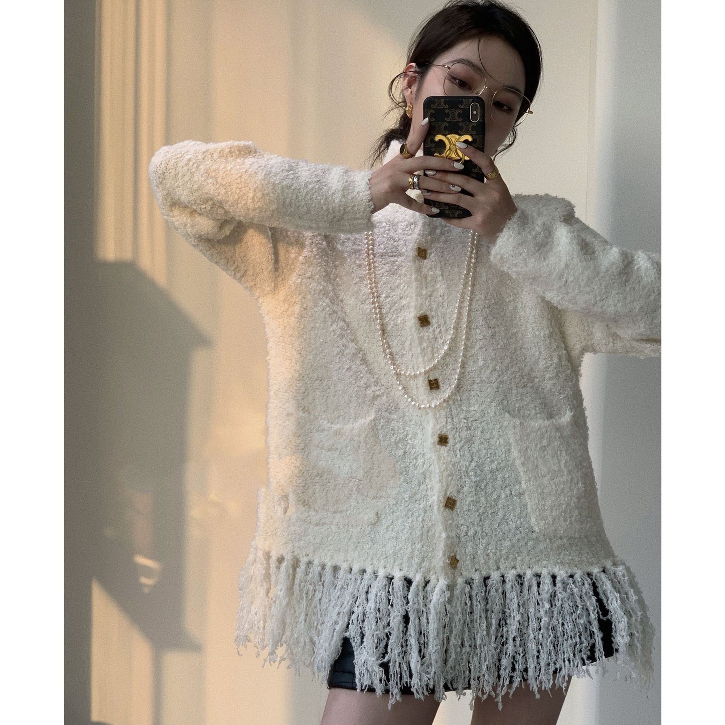 Turtleneck Tassel Cardigan New Autumn And Winter Loop Wool Sweater Coat