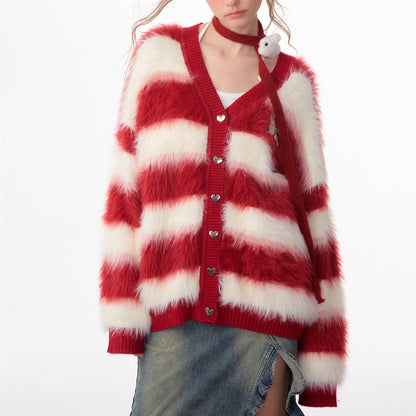 Red Dress With Christmas Stripes