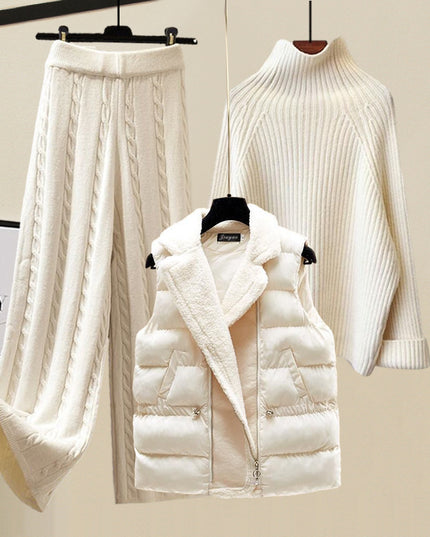 Autumn And Winter Women's Sweater Vest Pants Suit