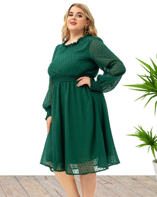 Fashion Women's Sleeves Chiffon Cut Flower Dress