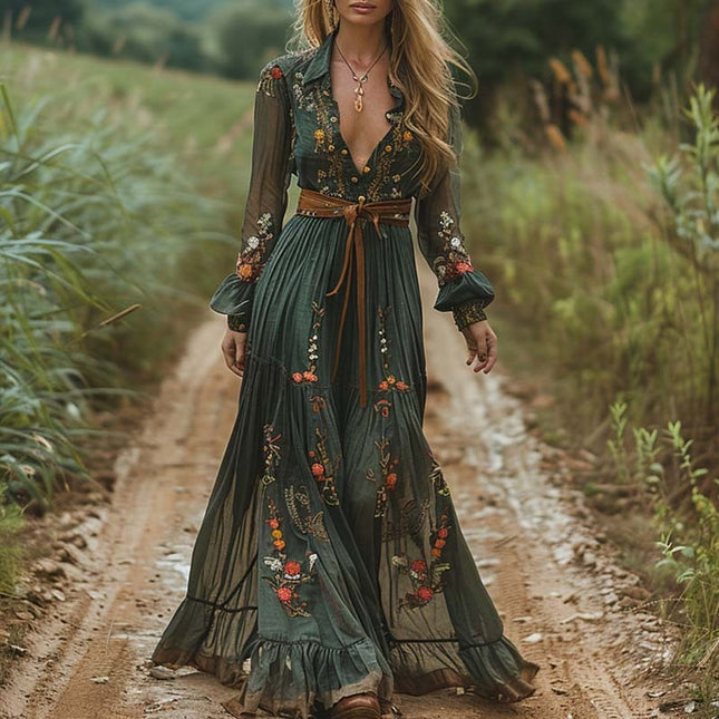 Fashion Fall Maxi Dress For Women Bohemian