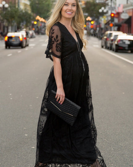 Maternity Dresses for Photo Shoot Summer V Neck White Lace white Maxi Dress