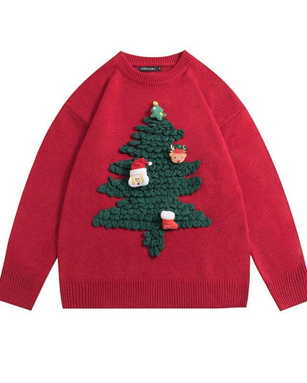 Cartoon Christmas Tree Sweater Loose Couple Sweater