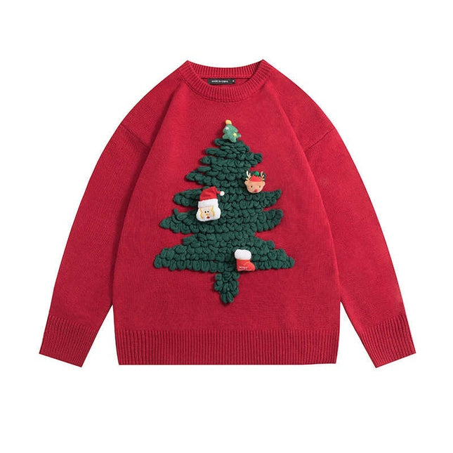 Cartoon Christmas Tree Sweater Loose Couple Sweater