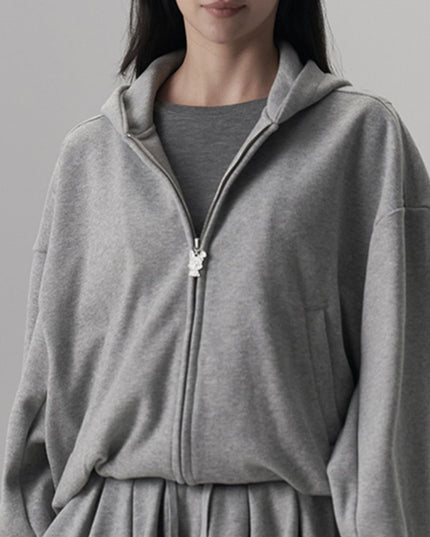 Silk Wool Casual Sports Loose Fit Hoodie Half Skirt Set