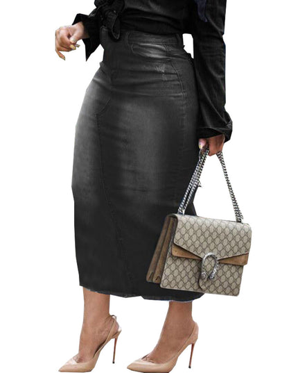 Women's Fashionable Hip-wrapped Stretch Denim Long Skirts