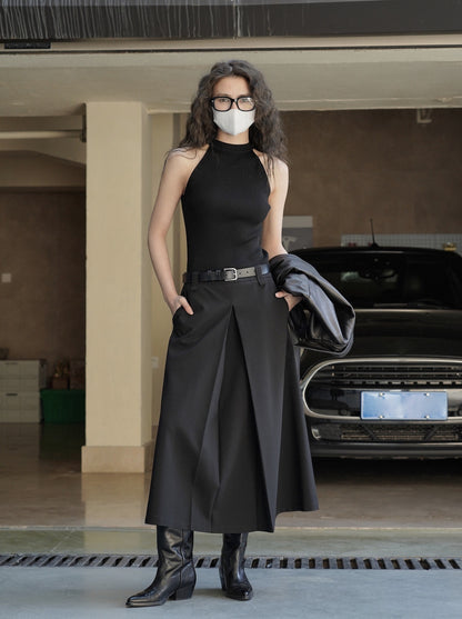 Retro Design High Waist Suit Skirt