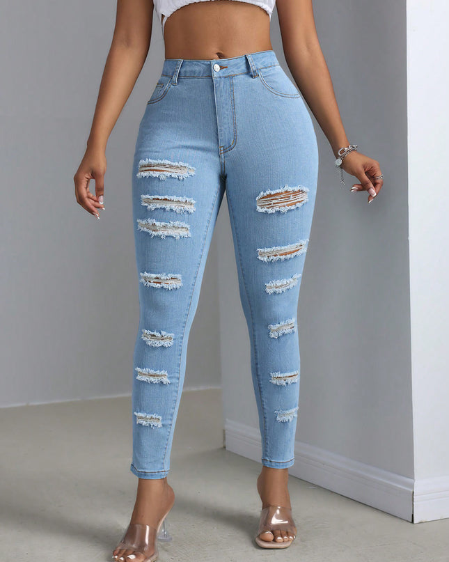 Fashion Personality Women's Ripped Jeans Trousers