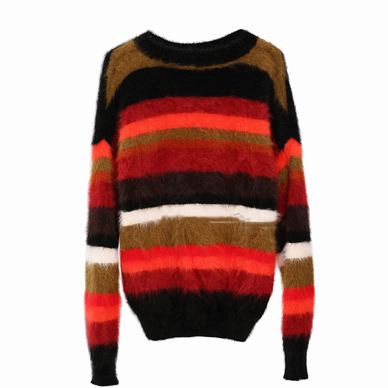 Christmas Loose Color Matching Sweater With Scarf
