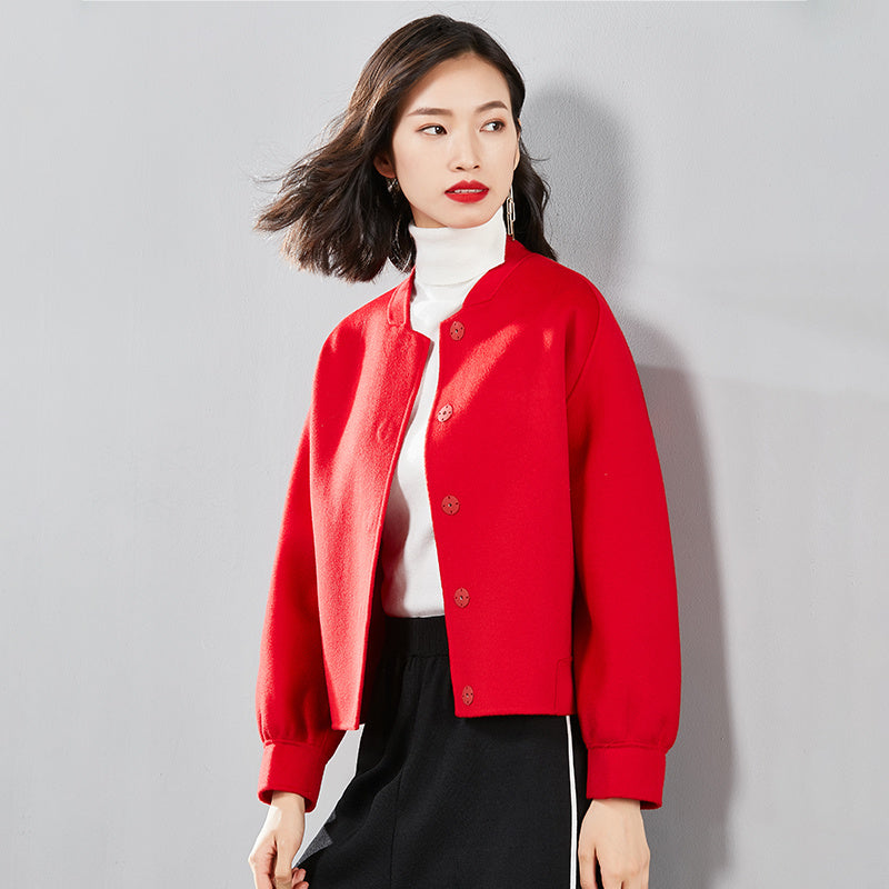 Christmas winter wear with double face woolen and cashmere coat