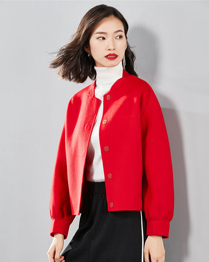 Christmas winter wear with double face woolen and cashmere coat