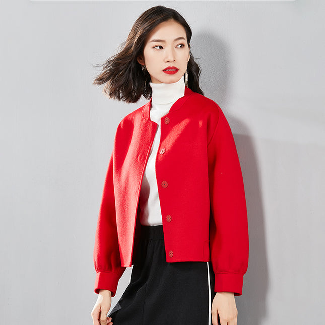 Christmas winter wear with double face woolen and cashmere coat