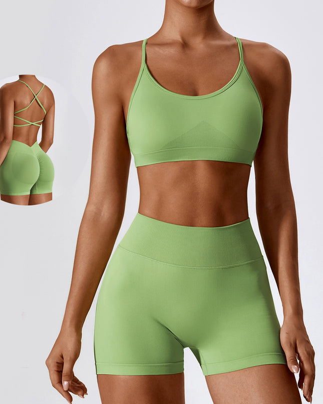 Seamless Beauty Back  Clothes Running Quick-drying Tight Sports Fitness Clothes Suit Women