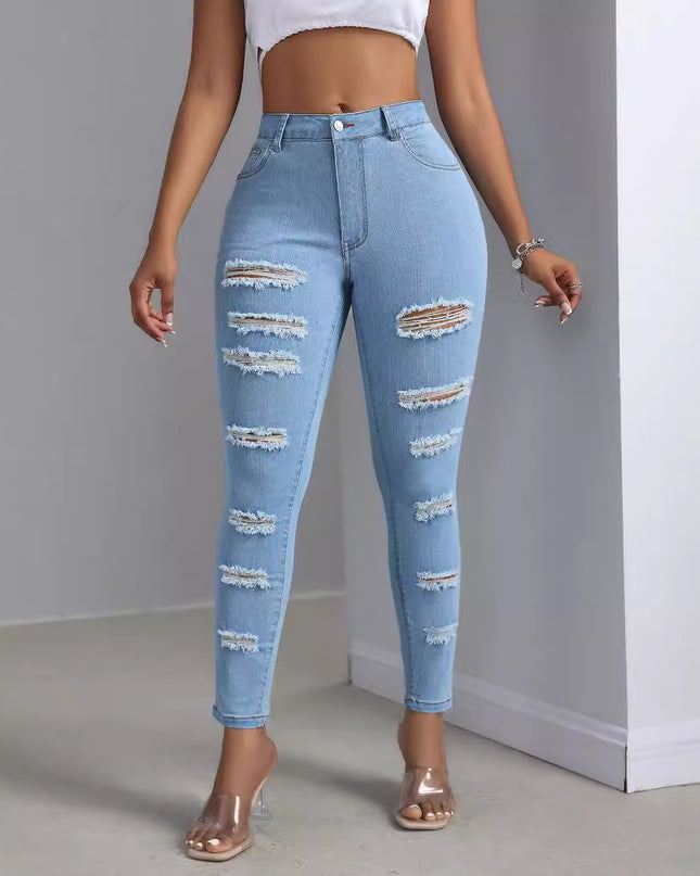Fashion Personality Women's Ripped Jeans Trousers