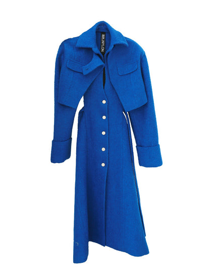Klein Blue Wide Shoulder Deconstructed Waist Ladies Coat