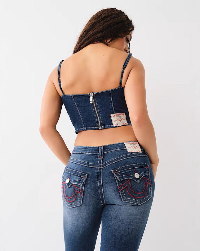 Vintage Gothic Fashion Embroidered Casual Jeans High Waist