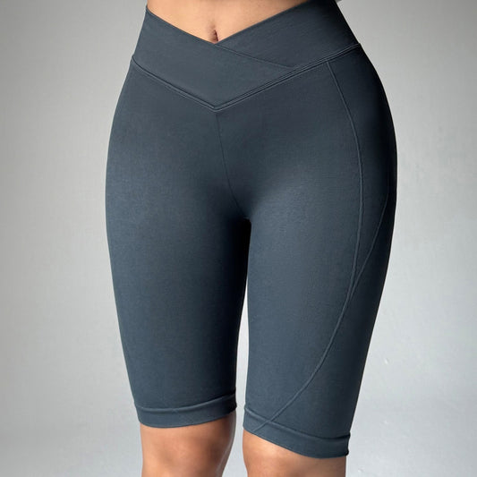 Cross Waist Peach Hip Shorts