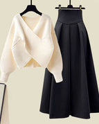 Apricot Sweater Black Dress