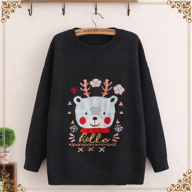 Christmas Loose round neck pullover knit bottoming shirt