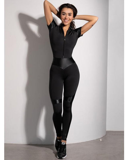 Split Zipper Collar Sports Jumpsuit Workout Clothes