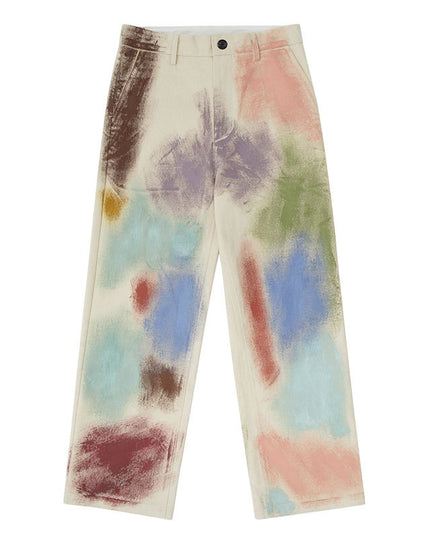Ladies Fashion Straight Loose Hand Painted Painted Trousers