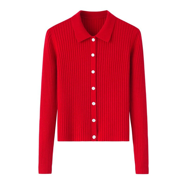 Early Autumn French Top Women's Cashmere Short Lapels Knitted Cardigan
