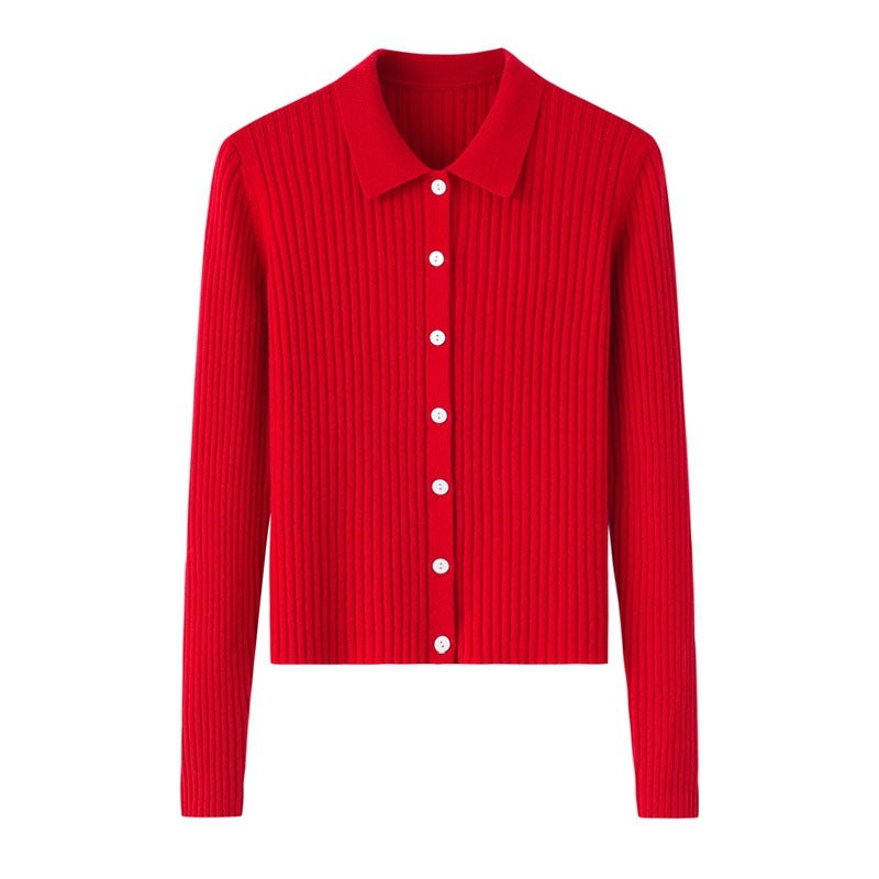 Early Autumn French Top Women's Cashmere Short Lapels Knitted Cardigan