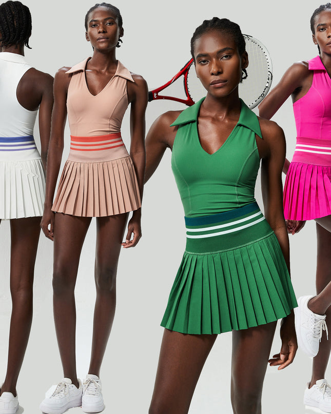 V Stand Collar Tennis Suit Suit Women's Plus Size High Waist