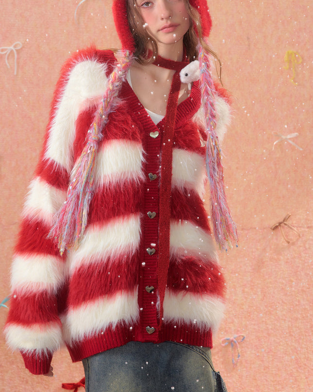 Red Dress With Christmas Stripes