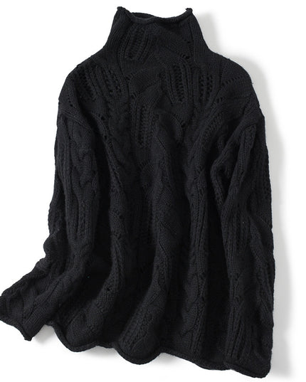 Artistic Mesh Sweater Pure Cashmere Shirt Women's High Neck Thickened Fashionable