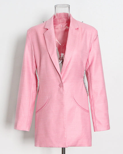 Women's European And American-style Large V-neck Backless Solid Color Small Suit