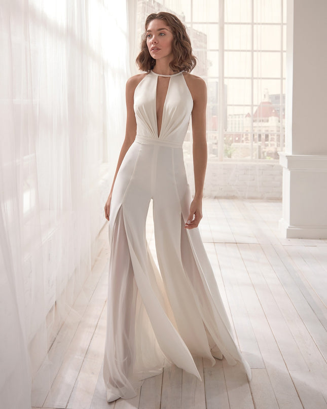 Deep V Halter Jumpsuit Casual Trousers