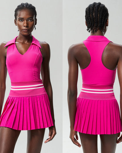 V Stand Collar Tennis Suit Suit Women's Plus Size High Waist