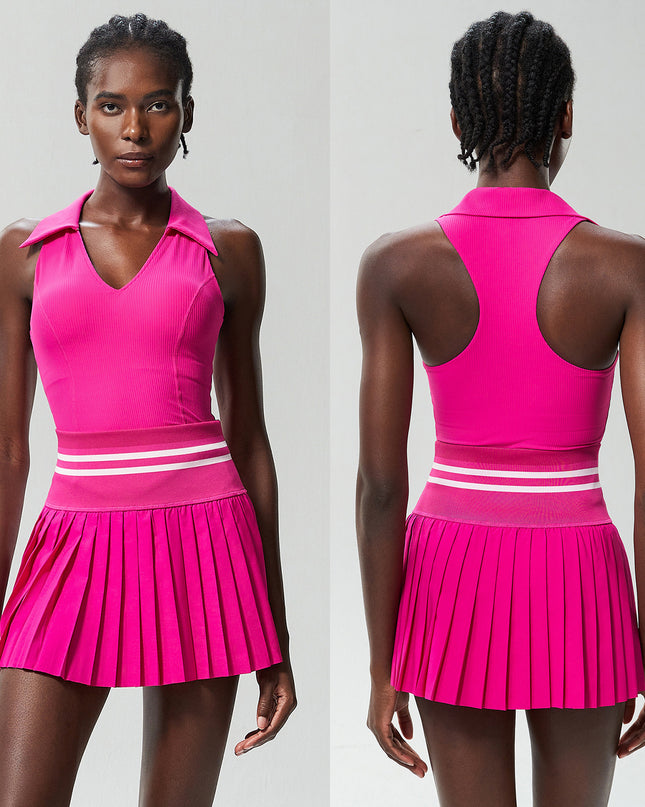 V Stand Collar Tennis Suit Suit Women's Plus Size High Waist