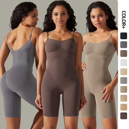High Elastic Jumpsuit Shorts Sports Running Fitness