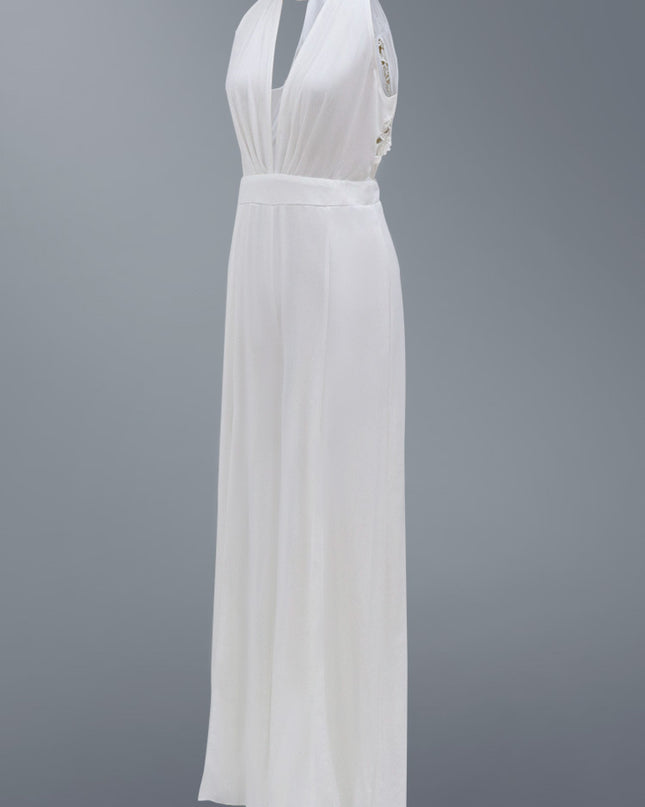 Deep V Halter Jumpsuit Casual Trousers