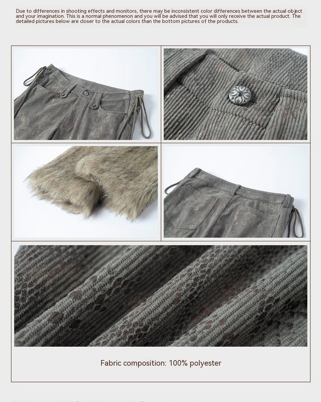 Fur Patchwork Spice Pants Capri Pants
