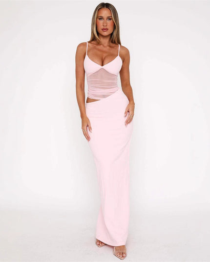 New Mesh Long Skirt Elastic Sling Dress