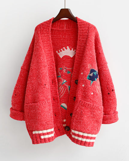 Christmas Loose Mid Length Sweater Coat