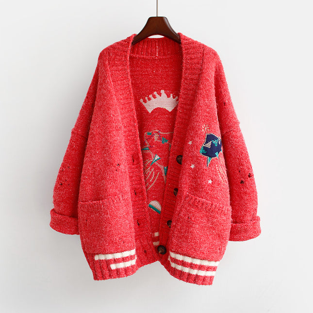 Christmas Loose Mid Length Sweater Coat