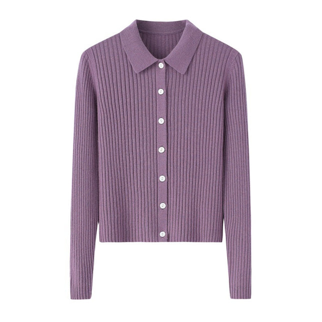 Early Autumn French Top Women's Cashmere Short Lapels Knitted Cardigan