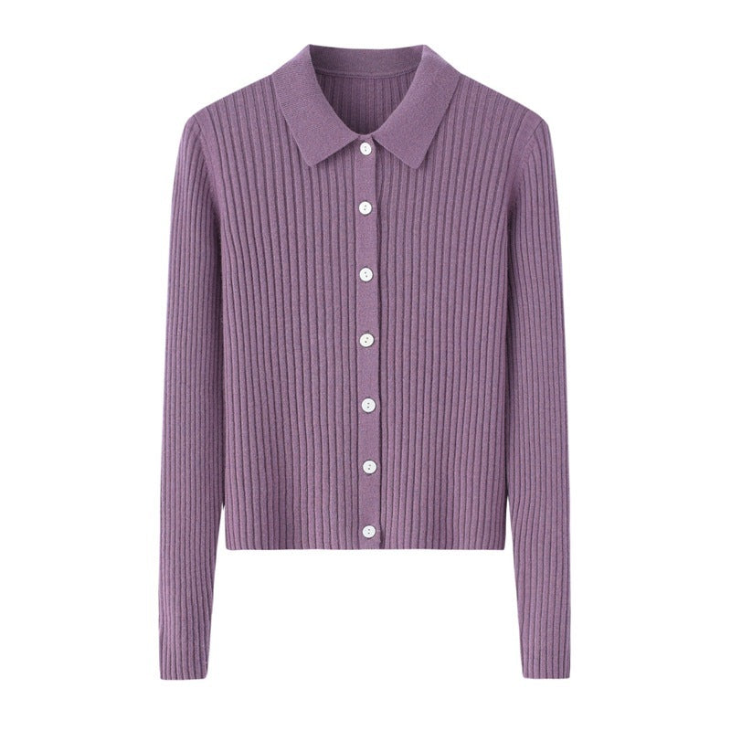 Early Autumn French Top Women's Cashmere Short Lapels Knitted Cardigan